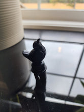 Load image into Gallery viewer, Vintage MCM Black Enamelware Tea Kettle Spatterware White Speckle W/bird Whistle