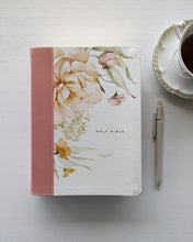Load image into Gallery viewer, NLT Wide Margin Bible / Filament Enabled Edition - (Leather Like Harcover, Dusty Pink Blossoms, Red Letter)