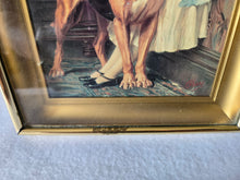 Load image into Gallery viewer, Little Girl with Her Dog "Compulsory Education" Vintage Framed Print