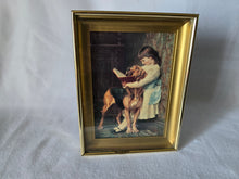 Load image into Gallery viewer, Little Girl with Her Dog "Compulsory Education" Vintage Framed Print