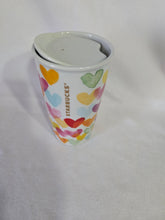 Load image into Gallery viewer, Starbucks ceramic watercolor heart mug with lid, 10oz, retired 2015 design