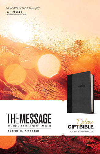 The Message Deluxe Gift Bible - Black/Slate Leather-Look
