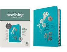 Load image into Gallery viewer, NLT Wide Margin Bible / Filament Enabled Edition - Indexed (Ocean Blue Floral Harcover)