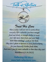 Load image into Gallery viewer, Bird Charm or Necklace "Trust His Care"