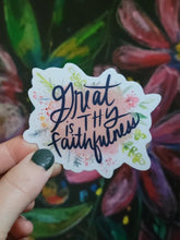 Load image into Gallery viewer, Sticker - &quot;Great is Thy Faithfulness” Floral Watercolor Hymn Sticker (Marydean Draws)