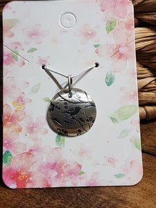 Sterling Silver Etched Bird Charm/Pendant