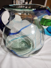 Load image into Gallery viewer, Marbled Cobalt Blue Blown Glass Pitcher, Art Glass