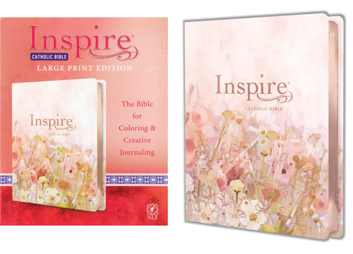 NLT Inspire Catholic Bible - Large Print Edition (Pink Fields w/ Rose Gold Leatherlike)