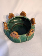 Load image into Gallery viewer, Vintage Majolica Frog Bowl/Planter With 6 Frogs. 7 Inches In Diameter