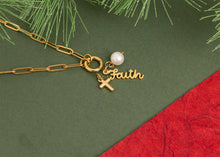 Load image into Gallery viewer, Gold Stainless Steel Faith Charm Holder Necklace Gift Set: Gold