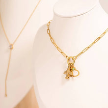 Load image into Gallery viewer, Stainless Steel Paperclip Carabiner Charm Holder Necklace: Gold / 20"+2"