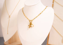 Load image into Gallery viewer, Stainless Steel Paperclip Carabiner Charm Holder Necklace: Gold / 18"+2"