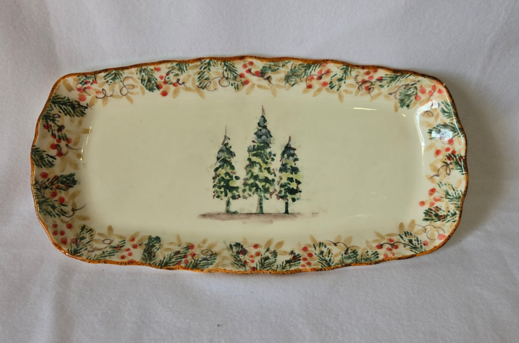 Arte Italica Natale Christmas Trees Tray/Dish/Platter