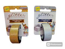 Load image into Gallery viewer, SEAL-IT GOLD or SILVER GLITTER DECORATIVE TAPE 3/4in. X 300in.