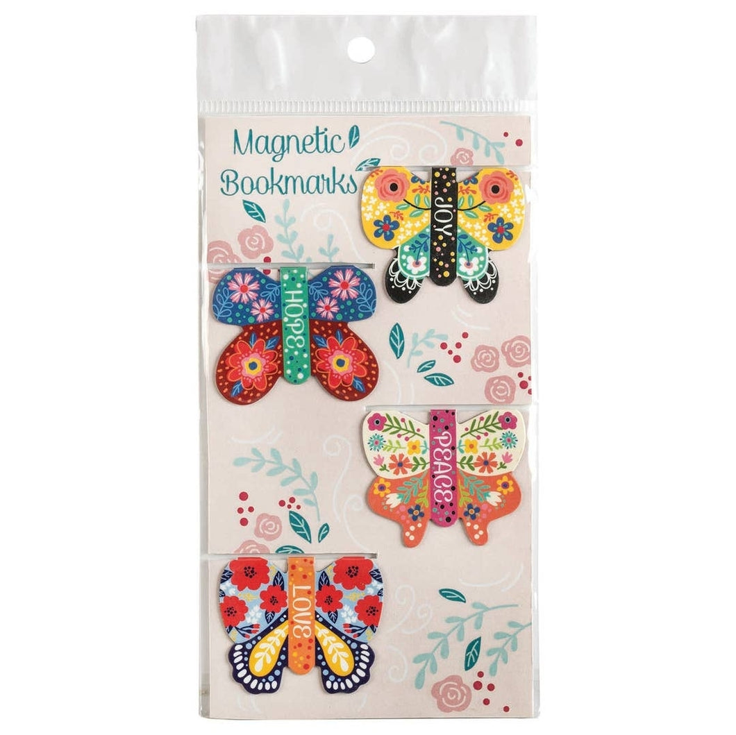 Hope, Peace, Joy, Love, Butterfly Magnetic Bookmarks, Set of 4