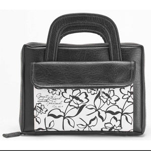 Book & Bible Case, Black and White Floral, Large