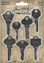 Load image into Gallery viewer, Word Keys 7 pcs - Tim Holtz Metals