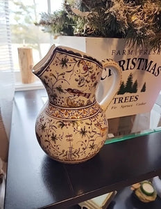 VTG Ceramica Conimbriga Hand Painted Forrest Sec XVII Pottery Pitcher