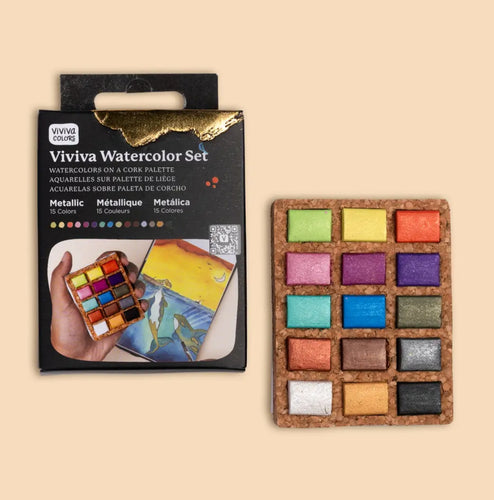 Watercolor Metallic Pan - 15 Vibrant Colors (Viviva Colors)