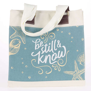 Tote - Be Still & Know (Canvas White/Blue Shell)