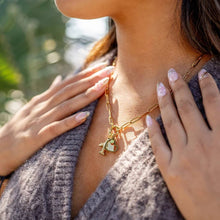 Load image into Gallery viewer, Stainless Steel Paperclip Carabiner Charm Holder Necklace: Gold / 20"+2"