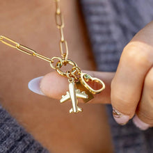 Load image into Gallery viewer, Stainless Steel Paperclip Carabiner Charm Holder Necklace: Gold / 18"+2"