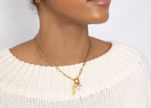 Load image into Gallery viewer, Gold Stainless Steel Faith Charm Holder Necklace Gift Set: Gold