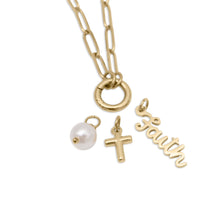 Load image into Gallery viewer, Gold Stainless Steel Faith Charm Holder Necklace Gift Set: Gold