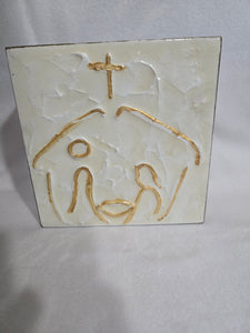 Nativity Gold Plaque Art