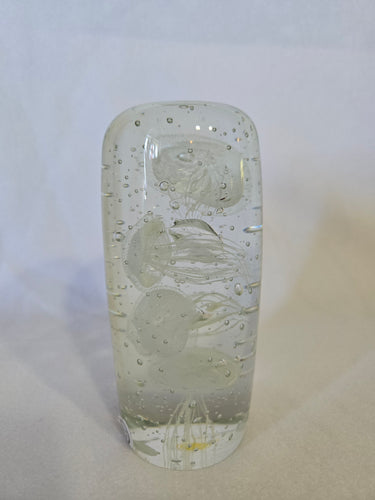 Jellyfish Clear Quartet Glow in the dark 6.5 x 2.5 Art Glass Table Top Paperweight