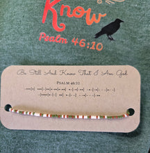Load image into Gallery viewer, "Be Still and Know that I Am God" Morse Code Bracelet Blue or Green