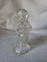 Load image into Gallery viewer, Vintage Clear Glass Angel Candle Holder with Frosted Wings