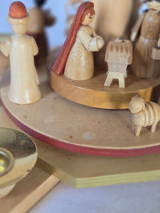 Vintage German Nativity Candle Pyrmid by Erzgebirgische Volkskunst Seiffen made in Germany.