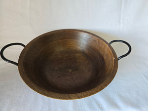 ThirstyStone Wood Salad Bowl with Iron Handles