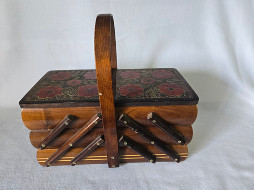Wood Carved Sewing Box