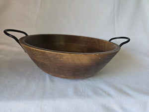 ThirstyStone Wood Salad Bowl with Iron Handles