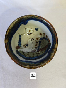 Vintage Tonala Pottery Bowls signed by Ken Edwards,  Mid-20th Century, Bird & Butterfly designs. 4 Available, Sold Individually