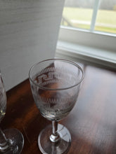 Load image into Gallery viewer, Edwardian Greek Key Etched Cordial Glasses