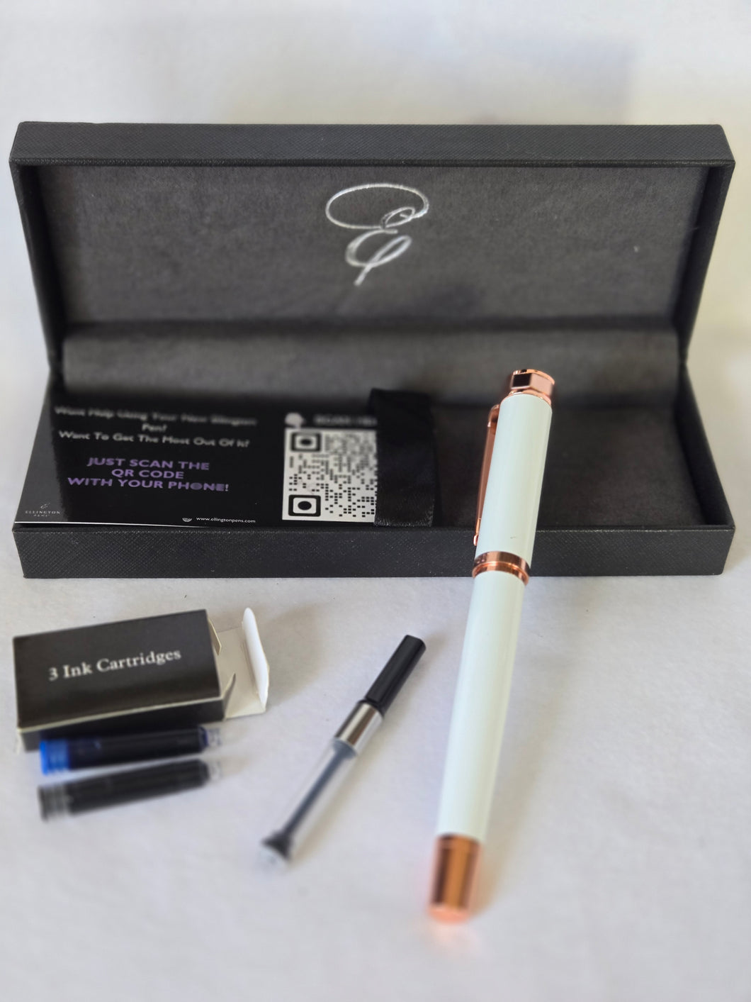 Ellington Luxury fountain pen, with 3 ink cartridges, Alpine Rose