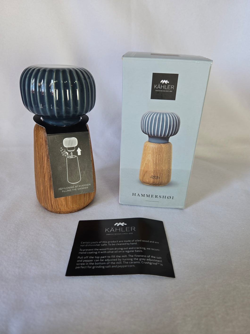 New in box Kahler Hammershoi Salt or Pepper grinder