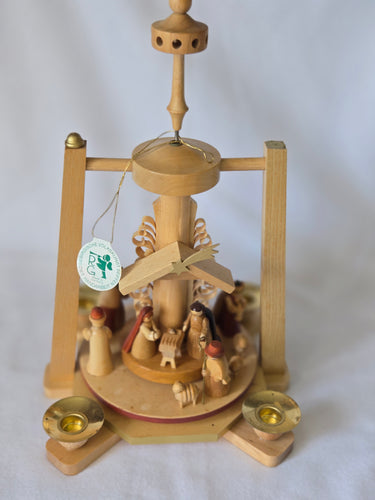 Vintage German Nativity Candle Pyrmid by Erzgebirgische Volkskunst Seiffen made in Germany.