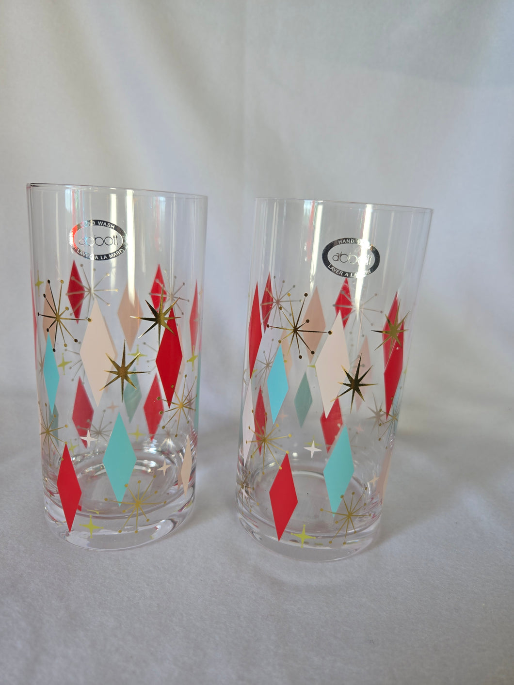Abbott Collection Home-27 Bowlerama -HB diamond highball drinking glasses , 6.5