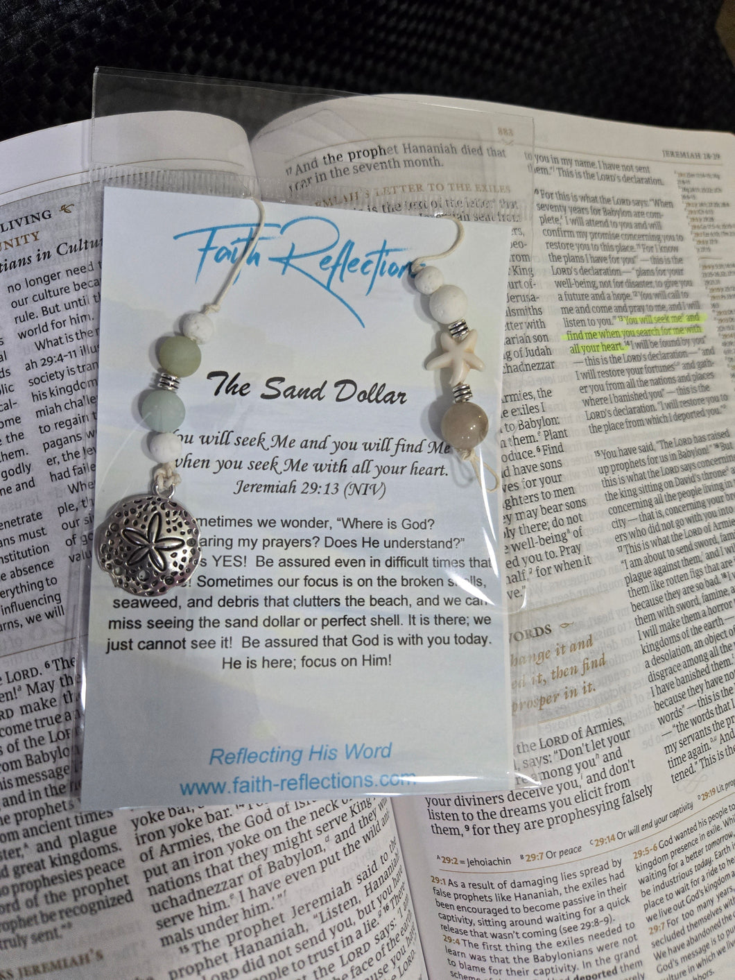 Beaded Sand Dollar Bookmark (Handmade)