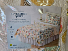 Load image into Gallery viewer, Reversible King Quilt and Pillow Shams in Sarah Ocean Medley