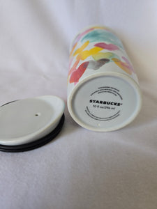 Starbucks ceramic watercolor heart mug with lid, 10oz, retired 2015 design