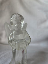 Load image into Gallery viewer, Vintage Clear Glass Angel Candle Holder with Frosted Wings