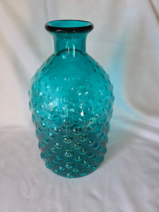 Hobnail like Glass Vase in aquamarine
