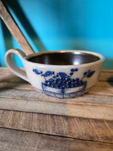 Load image into Gallery viewer, Salmon Falls Pottery Salt Flazed Blueberry Design Soup Bowl, stamped 1994