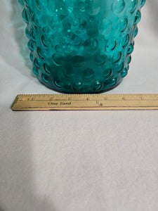 Hobnail like Glass Vase in aquamarine