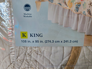 Reversible King Quilt and Pillow Shams in Sarah Ocean Medley